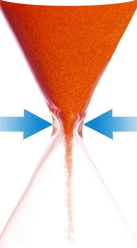 Hourglass symbolizing vessel narrowing and its effect on the circulatory system Hourglass symbolizing vessel narrowing and its effect on the circulatory system