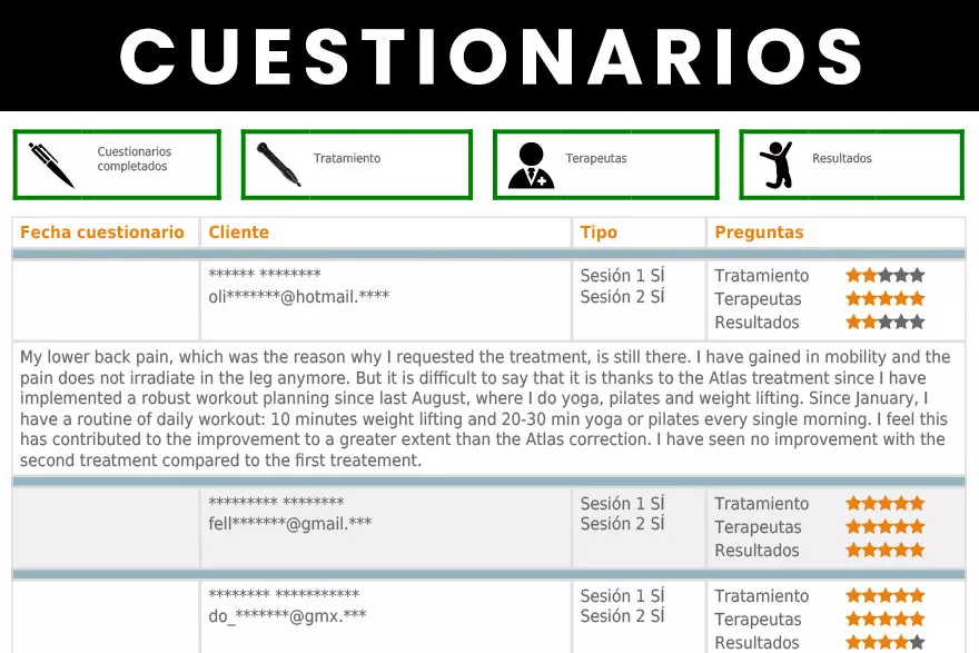 Descargar los cuestionarios de las evaluaciones de realineación de AtlantoMed