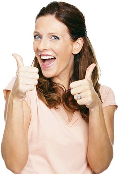 Happy woman after a study on headaches Happy woman after a study on headaches